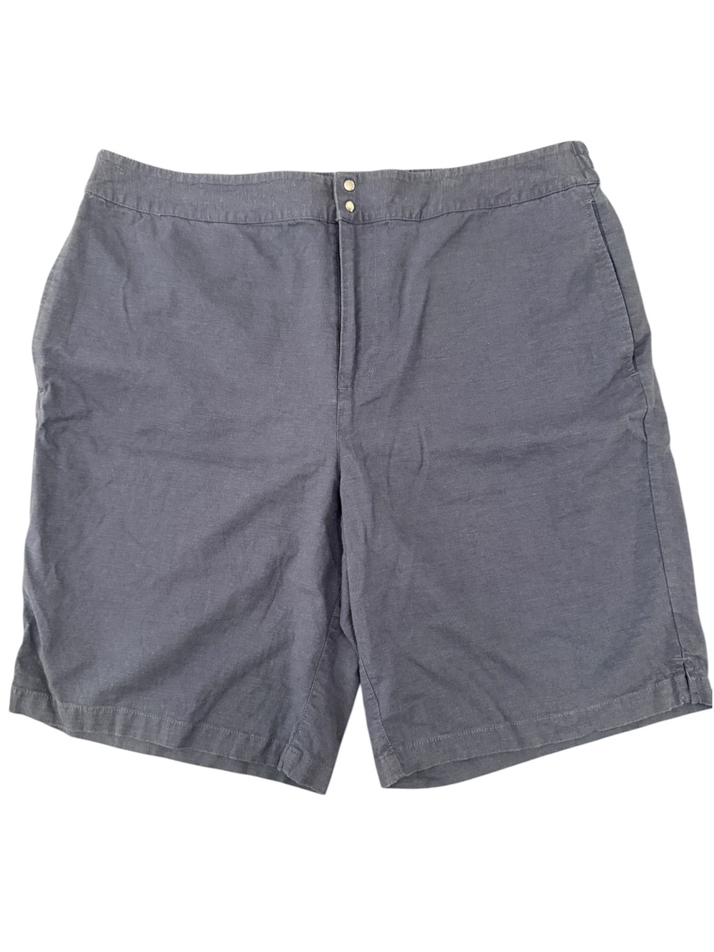 PAIGE Thompson Flat Front Linen-Blend Shorts Blue Mens 36 8.5” Inseam Pockets